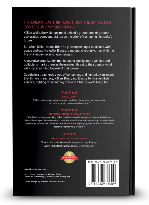 Immensus hardback, back cover